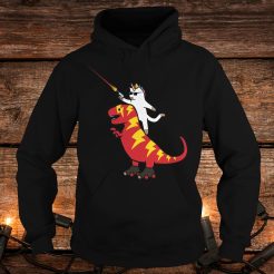 Unicorn cat riding lightning T-Rex Hoodie