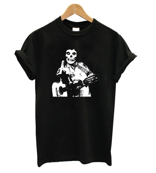 Johnny Cash The Misfits Middle Finger Black Skull T shirt