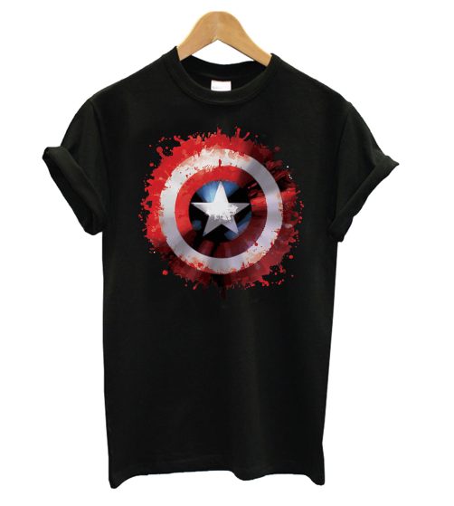 Marvel Avengers Assemble Captain America Art Shield Badge T shirt