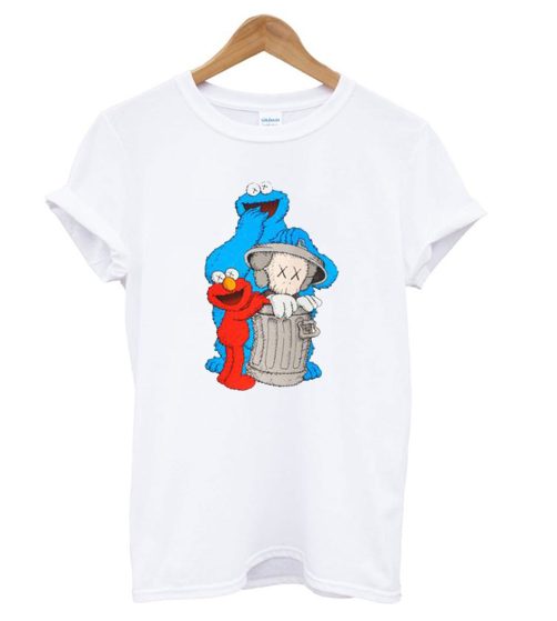 Uniqlo White Kaws X Sesame Street Graphic T shirt