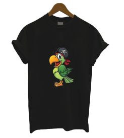 Parrot Cartoon Men Black T Shirt