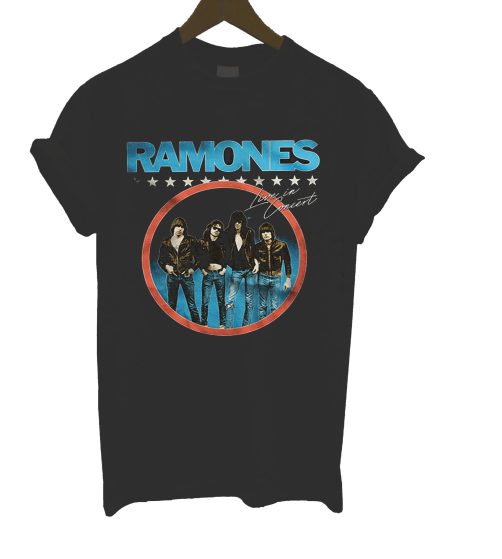 Ramones Circle Photo Black T Shirt