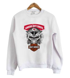 Skull Kansas City Chiefs Harley Davidson Motor Cycles Sweatshirt