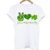 Peace Love Paddy St Patrick's Day Shamrock T Shirt