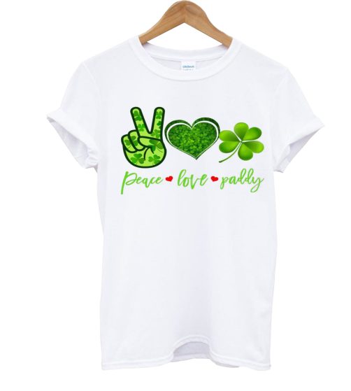 Peace Love Paddy St Patrick's Day Shamrock T Shirt