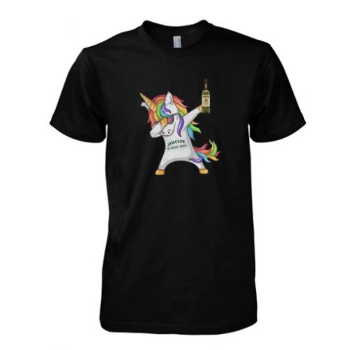 Unicorn Dabbing Jameson Irish Whiskey t shirt qn