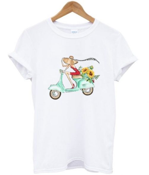 girl on vespa t shirt qn