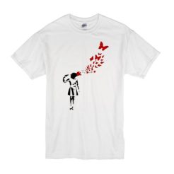 Banksy Butterfly Suicide Girl t shirt qn