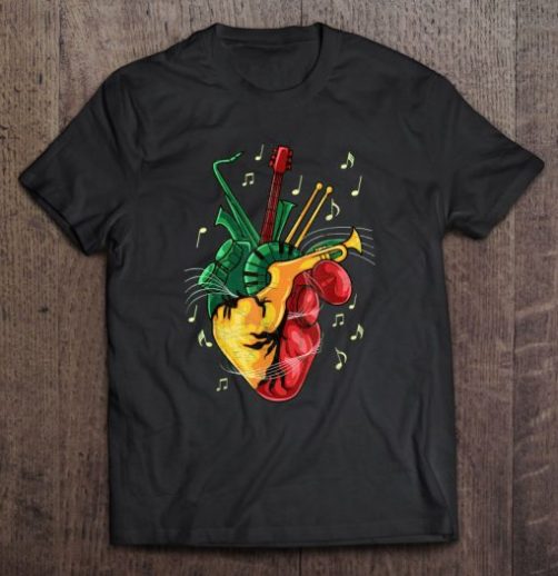 Heart Reggae Music t shirt qn