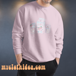 Cute Milk Print Pink Sweatshirt