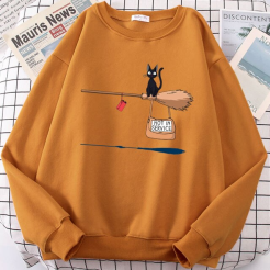 Womens Cute Cat Not In Service Print Sweatshirt