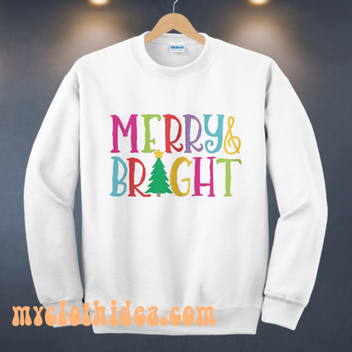 Colorful Merry & Bright Tree Cute Christmas Sweatshirt