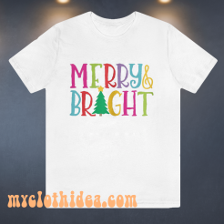 Colorful Merry & Bright Tree Cute Christmas T Shirt