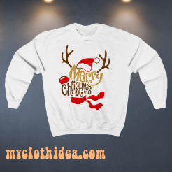 Reindeer Shaped Merry Christmas Sweatshirt