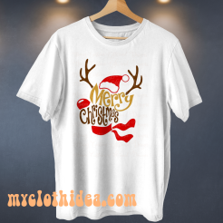 Reindeer Shaped Merry Christmas T Shirt