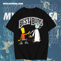 Best Buds Bart Simpson and Rick & Morty Backwoods T-Shirt TPKJ1