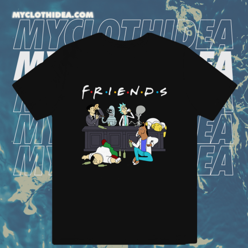 Drunk Friends Homer Simpson Bender Rick And Morty Peter Griffin Sterling Archer t shirt TPKJ1