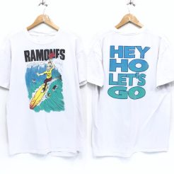 Ramones Surfing Spellout Hey Ho Let's Go T Shirt Twoside