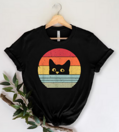 Retro Black Cat Lover T-shirt