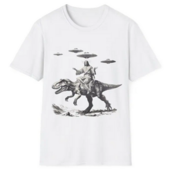 Jesus Riding Dinosaur T Shirt SD